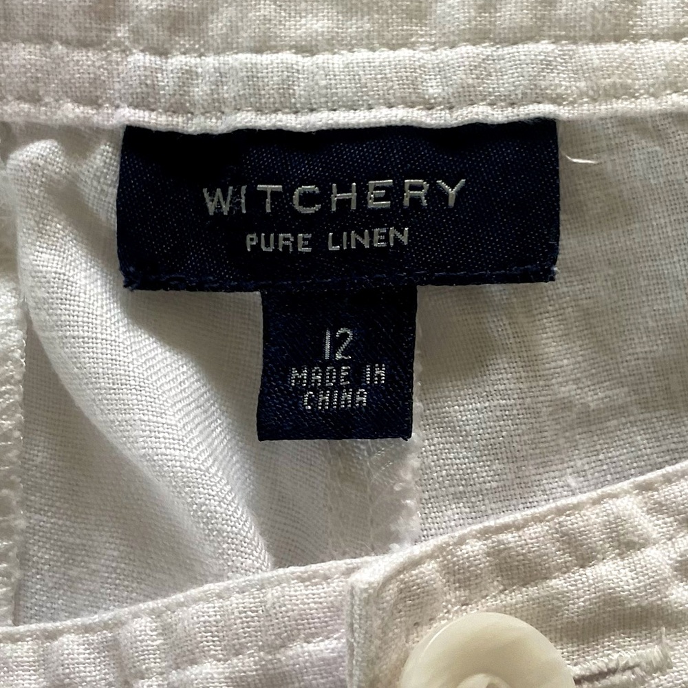 Witchery 100% pure linen white pants Size 12 - Picture 1 of 6